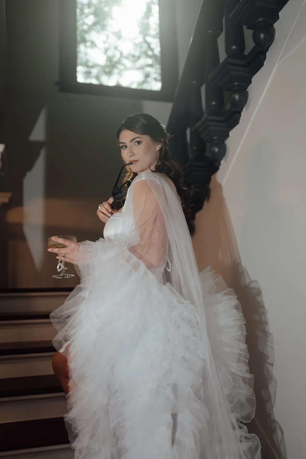 Bridal makeup and hairstyle during wedding preparations
